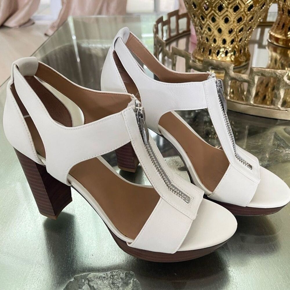 Franco Sarto white leather mydrid top zip heel size 6 - Picture 9 of 10